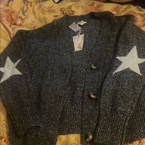 Cozy Gray Cardigan with Star Accents